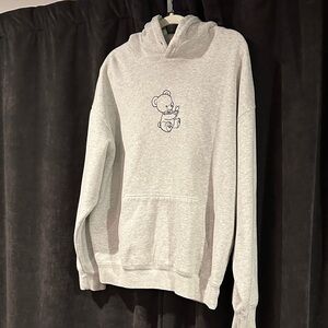 PacSun Light Gray Hoodie with Bear Graphic